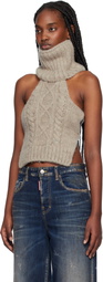 Dsquared2 Beige Wool Alpaca Cable Stitch Knit Vest