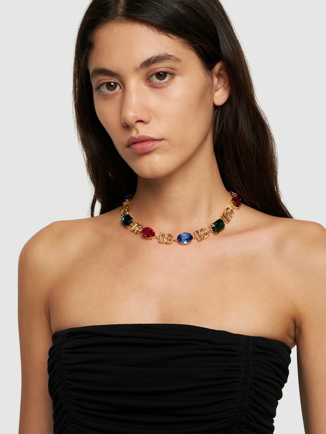 DOLCE & GABBANA Dg Logo Crystal Collar Necklace