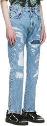 Just Cavalli Blue Distressed Denim Jeans