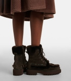 Brunello Cucinelli Monili shearling-trimmed suede lace-up boots