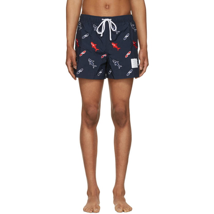 Photo: Thom Browne Navy Classic Shark and Surfboard Swim Shorts