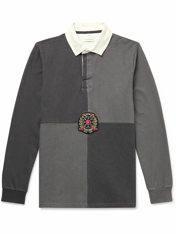 Photo: Pop Trading Company - Logo-Appliquéd Two-Tone Cotton-Jersey Polo Shirt - Gray