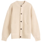 FrizmWORKS Men's Heavy Wool Round Cardigan in Cream