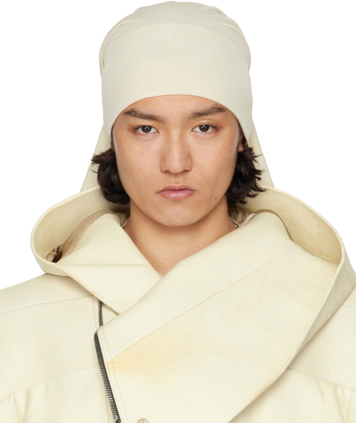 Rick Owens Off-White Hollywood Stretch Cupro Jersey Wig Hat Rick Owens