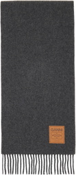 GANNI Gray Wool Scarf