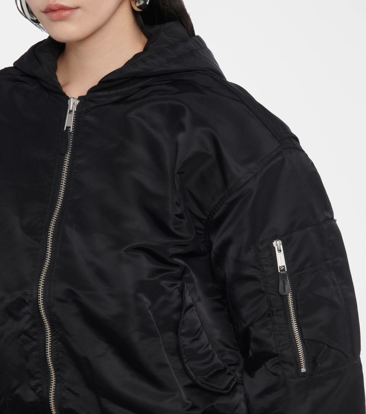Entire Studios Broad hooded satin bomber jacket