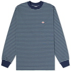Danton Men's Long Sleeve Stripe Logo T-Shirt in Navy/Green