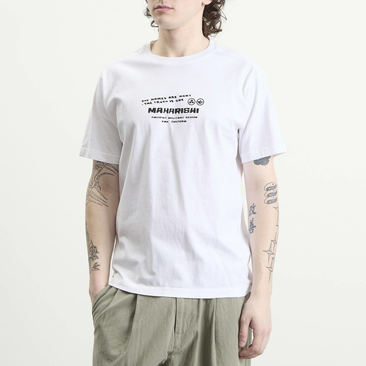 Maharishi Men's Japanese Menko Card T-Shirt in White