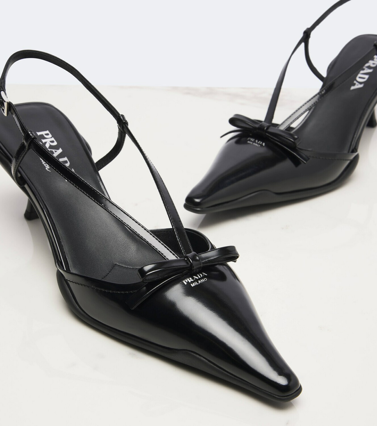 Prada Bow-detail leather slingback pumps