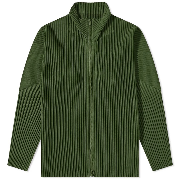 Photo: Homme Plissé Issey Miyake Men's Pleated Track Jacket in Dark Olive Green