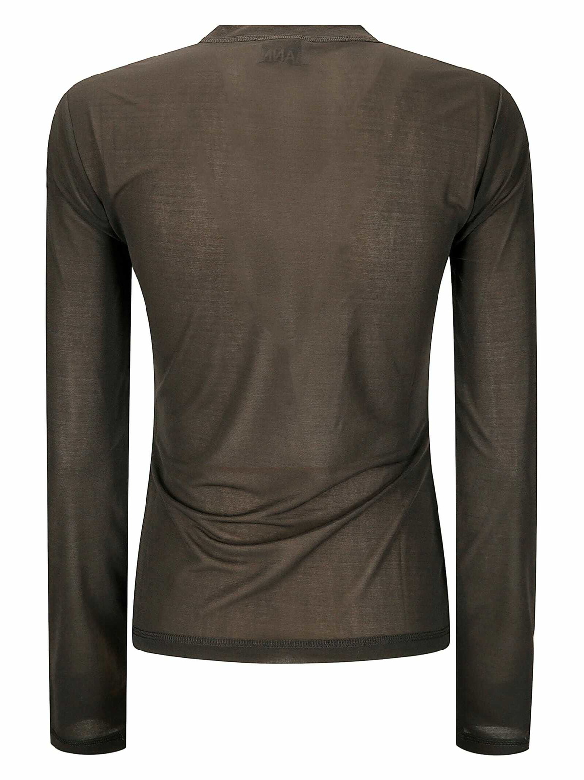 Ganni Sheer Mesh Jersey Long Sleeve Top