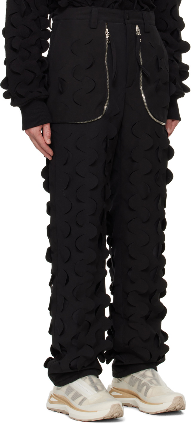 Juntae Kim Black Laser-Slashed Padded Trousers