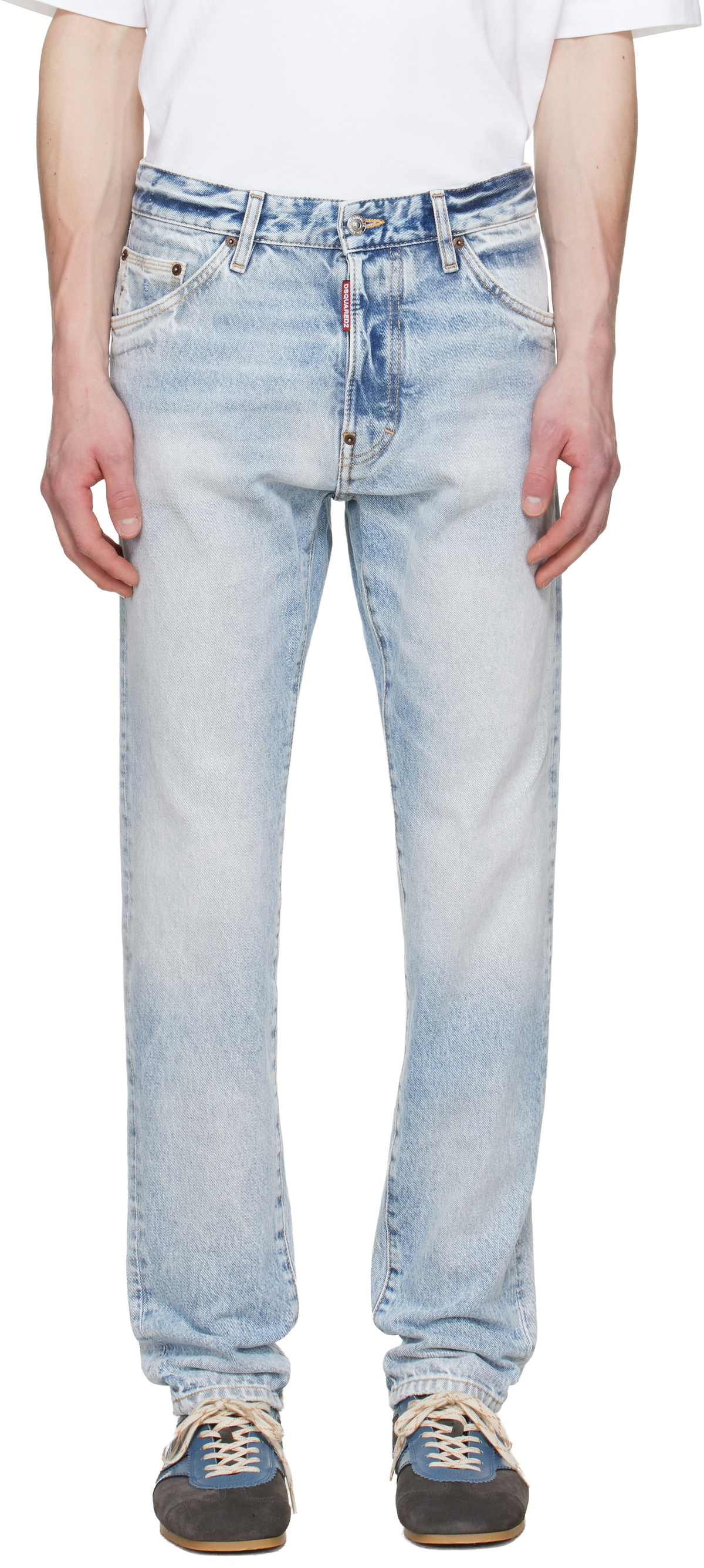 Dsquared2 Blue Light Diagonale Wash Teddy Jeans
