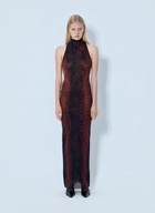 Jean Paul Gaultier Mesh High Neck Python Printed Long Dress