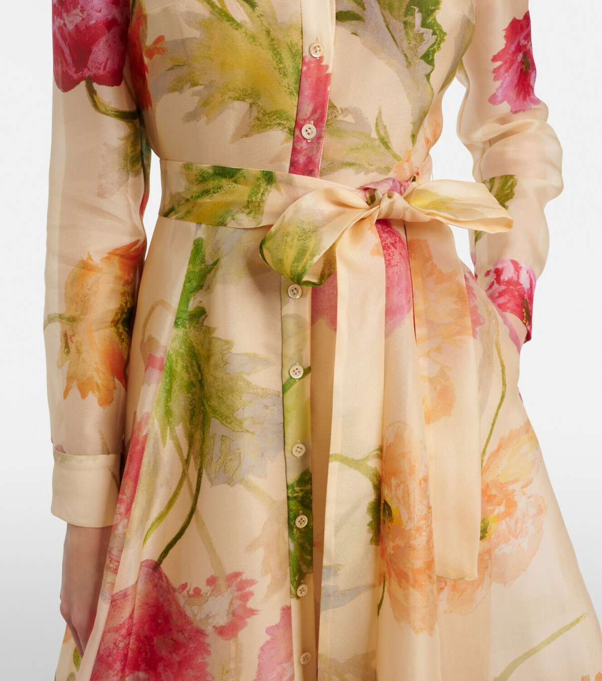 Carolina Herrera Belted floral silk shirt dress