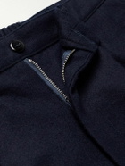 Monitaly - Easy Pleated Wool-Blend Flannel Suit Trousers - Blue
