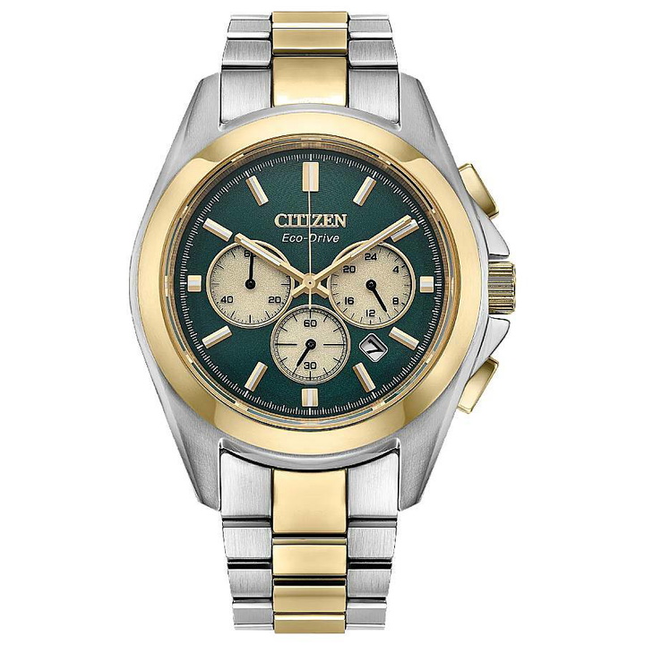 Photo: Citizen Sport Luxury Chronograph Green Dial Mens Watch CA4684-54X