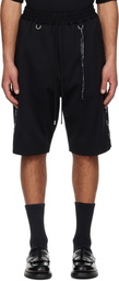 mastermind JAPAN Black Loose Skull Tape Jersey Shorts