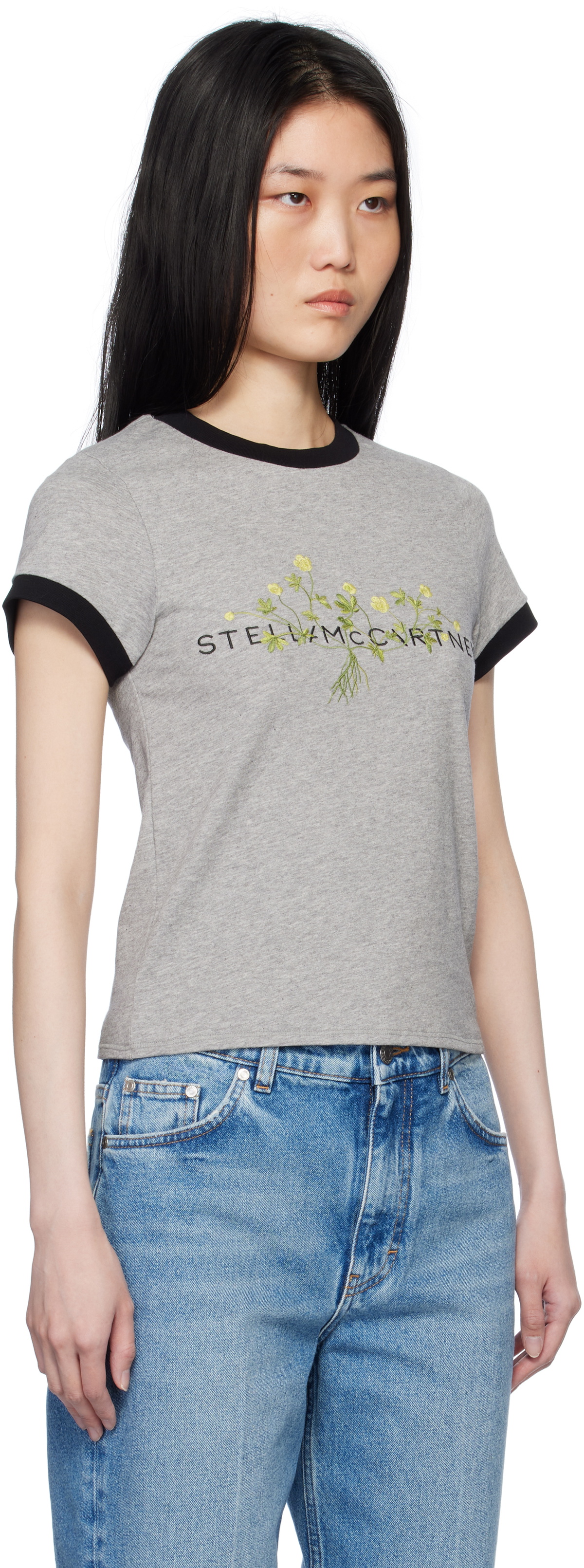 Stella McCartney Grey Tennis Ball Print T-Shirt