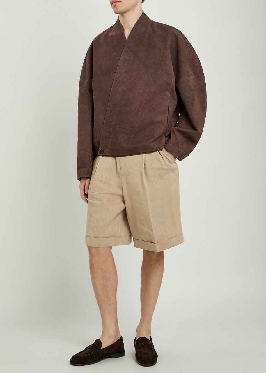 Jacquemus Le Short Pastro Herringbone Linen-blend Shorts Beige