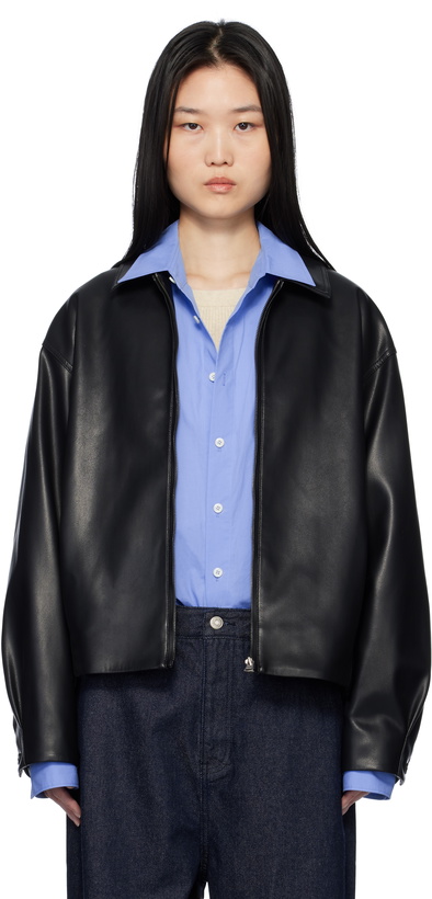 Photo: LE17SEPTEMBRE Black Spread Collar Faux-Leather Jacket