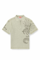 Diesel Mesh-jacquard polo shirt with Phoenix print - Polos Mens in Beige
