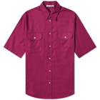 Acne Studios Men's Samblir Short Sleeve Logo Shirt in Berry Purple