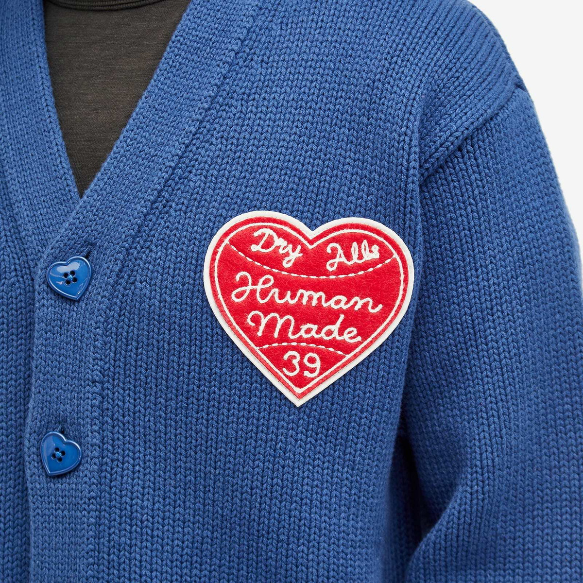 Human Made Men's Knitted College Cardigan in Blue Human Made