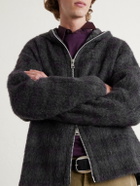 Our Legacy - Checked Brushed Wool-Blend Zip-Up Hoodie - Gray