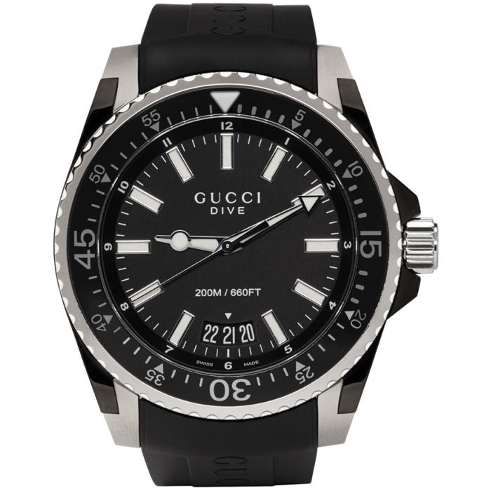 Photo: Gucci Black and Silver XL Dive Watch