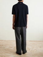 Thom Browne - Logo-Appliquéd Striped Cotton-Piqué Polo Shirt - Blue