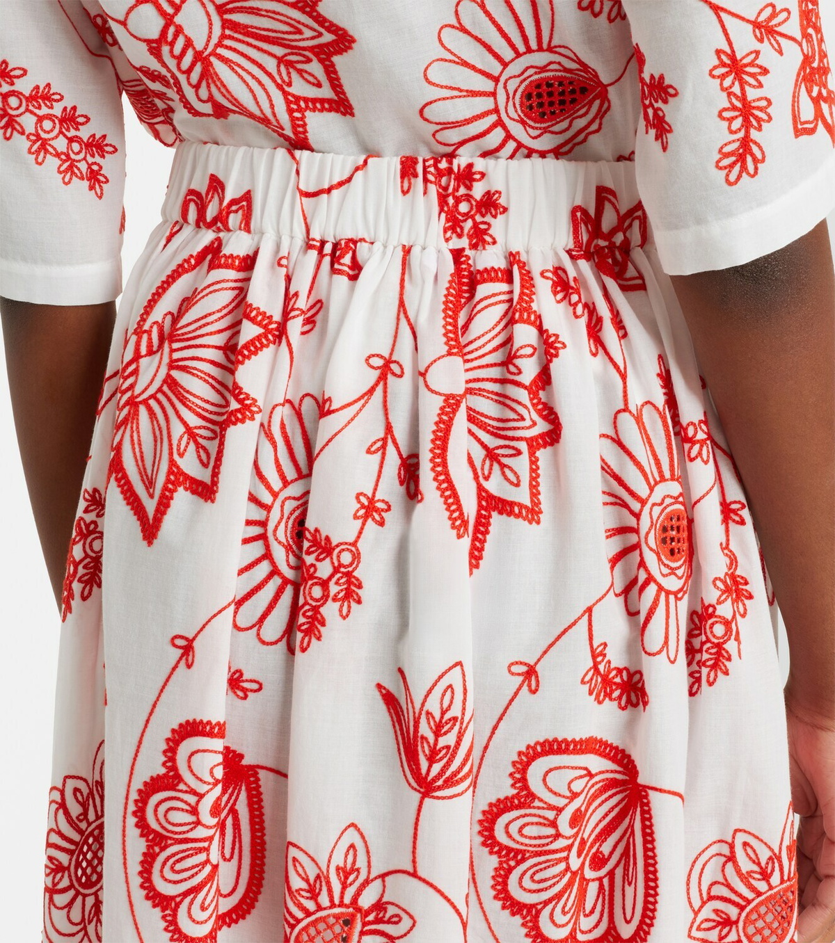 Eres Calie embroidered cotton-blend midi skirt