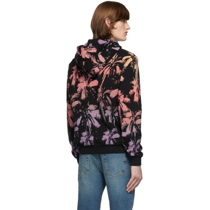 Saint Laurent Black Palm Print Hoodie Saint Laurent