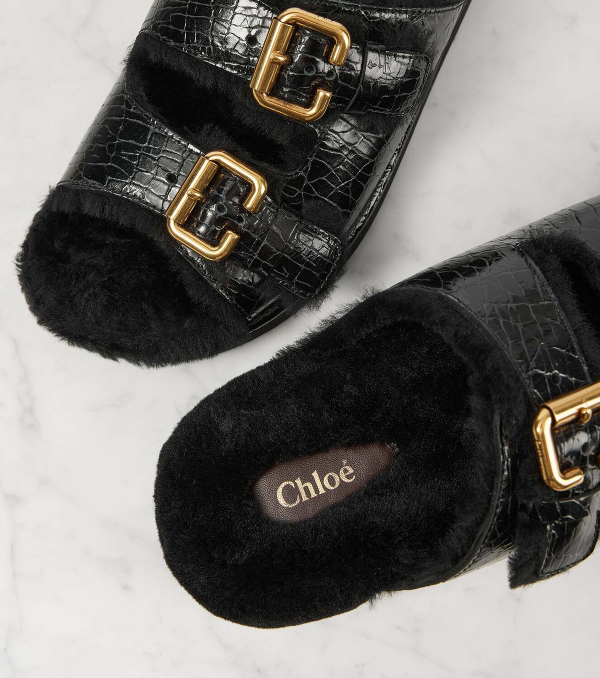 Chloé Nil shearling-lined leather sandals Chloe