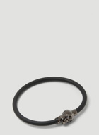 Rubber Cord Skull Bracelet in Black