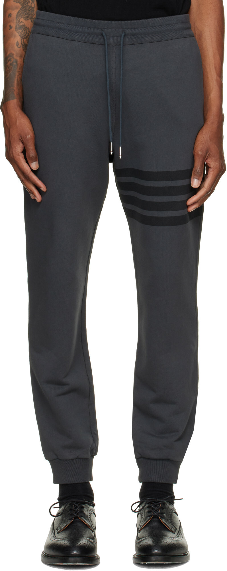 Thom Browne Gray Solid Loopback 4-Bar Sweatpants