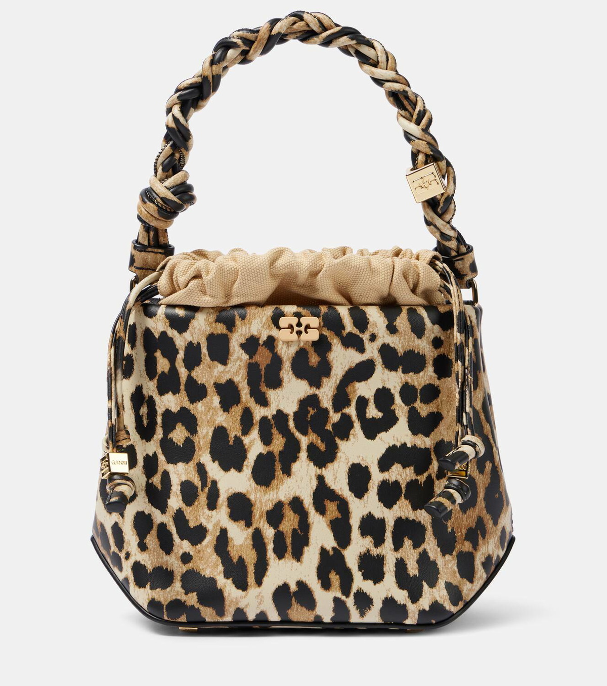Ganni Bou leopard-print bucket bag GANNI