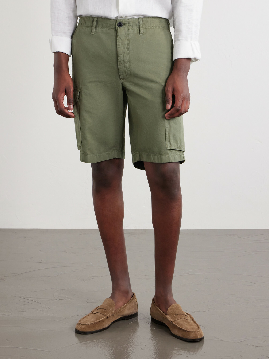 Slowear - Straight-Leg Cotton and Linen-Blend Shorts - Green
