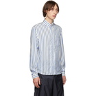 Prada Blue and White Silk Striped Shirt