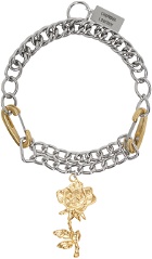 Chopova Lowena Silver & Gold Double Curb Rose Necklace
