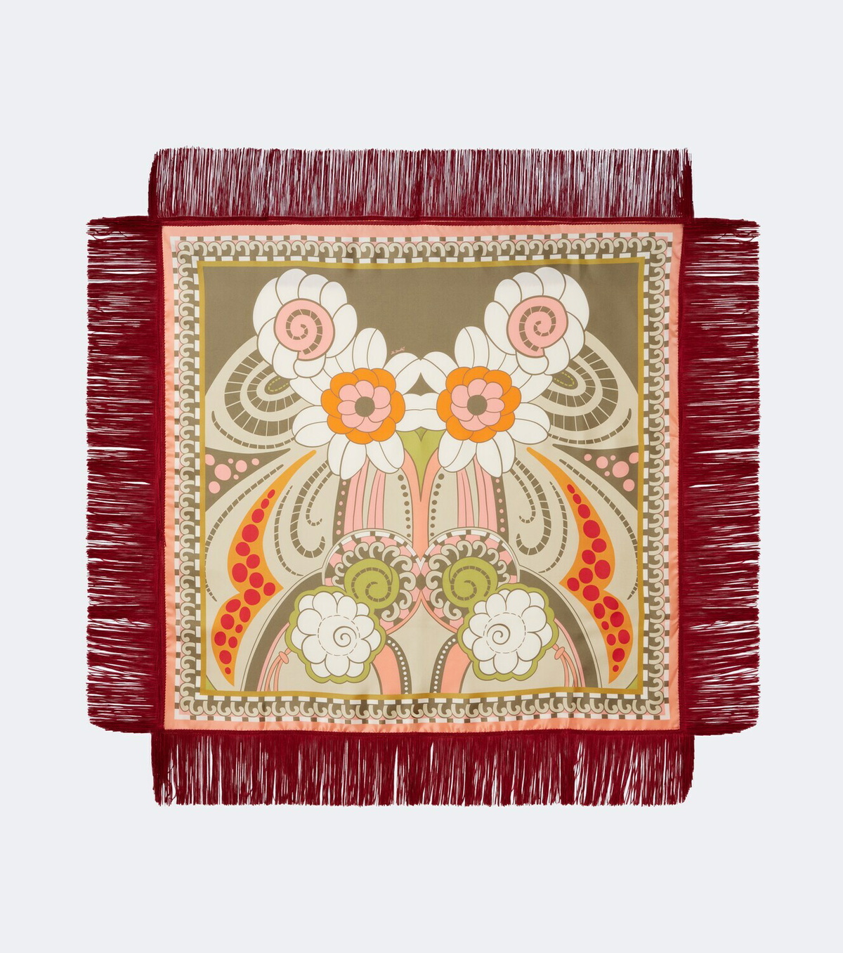 La DoubleJ Fringed printed silk twill scarf