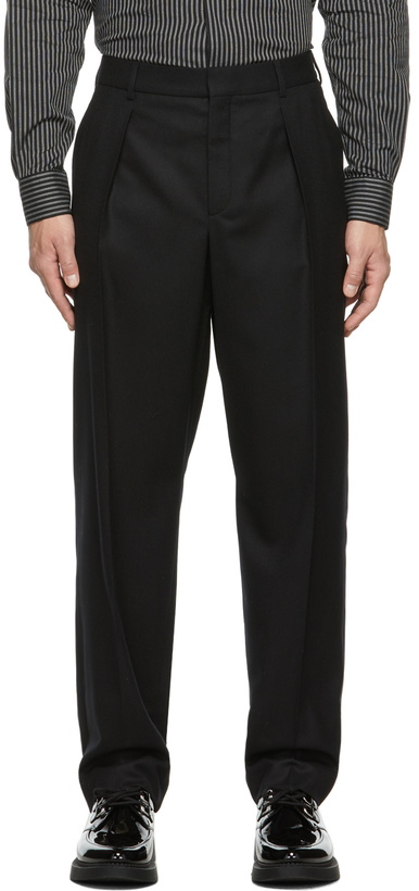 Photo: Saint Laurent Wool Flannel Wide-Leg Trousers