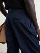 Valentino Garavani - VLogo Straight-Leg Pleated Cotton-Gabardine Trousers - Blue