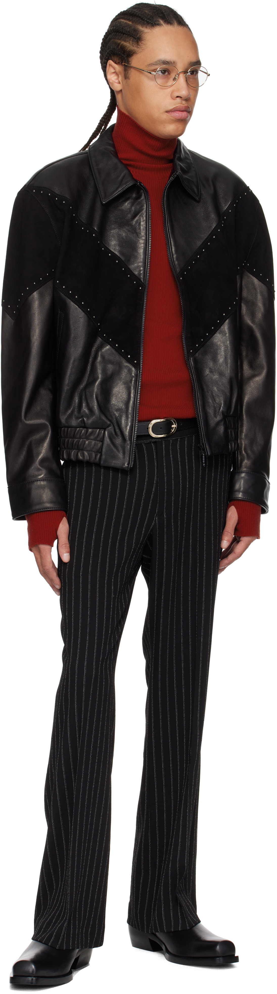 Ernest W. Baker Black Gold Buckle Belt