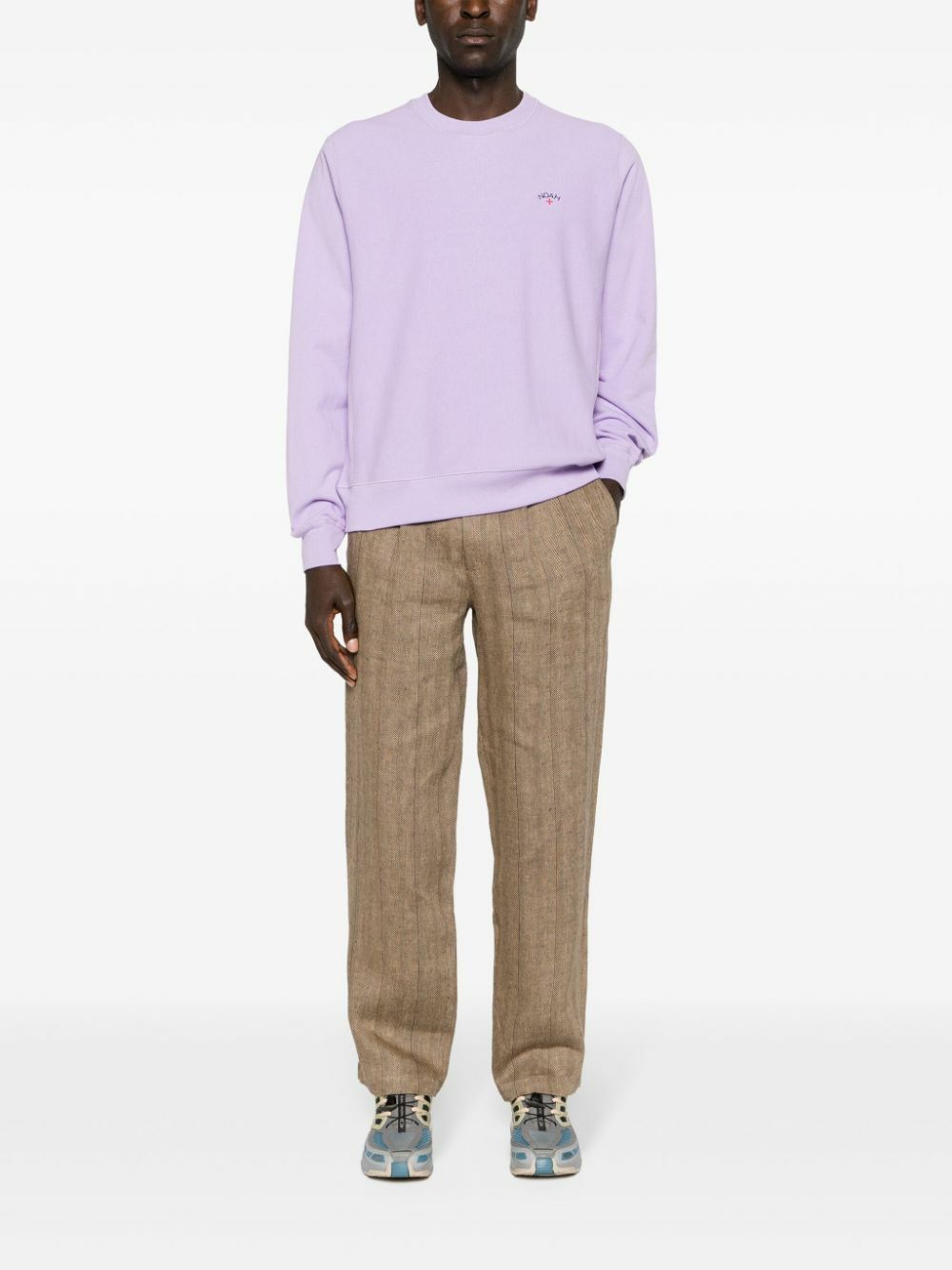 NOAH パープルコットンニットセーター NOAH NY Purple Logo-Embroidered Cotton Sweatshirt Noah NYC