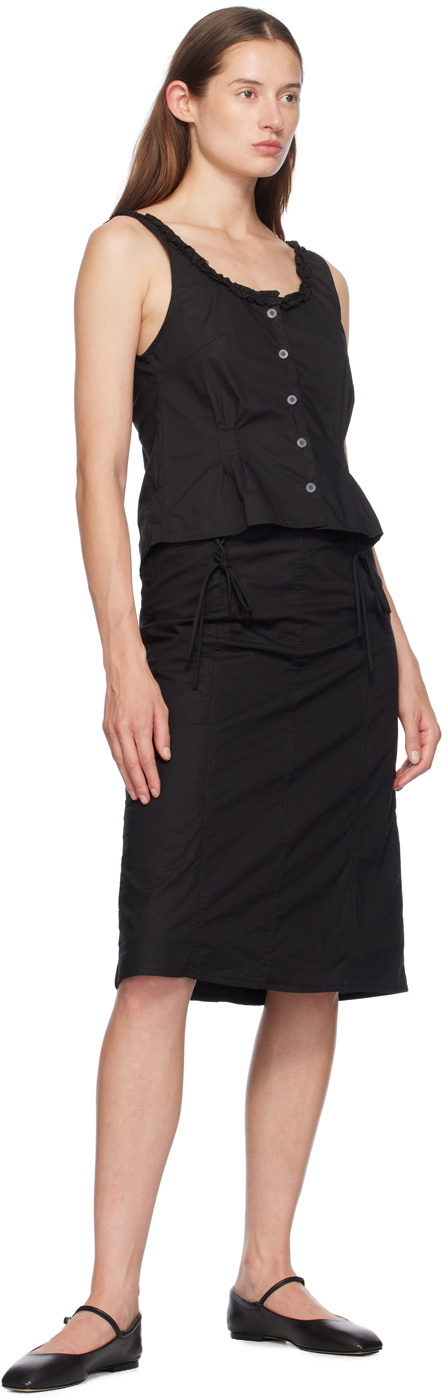 Deiji Studios Black Double Lace Up Midi Skirt