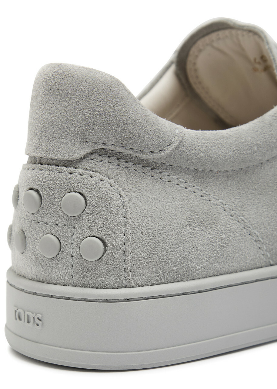 Tods Panelled Suede Sneakers Light Grey