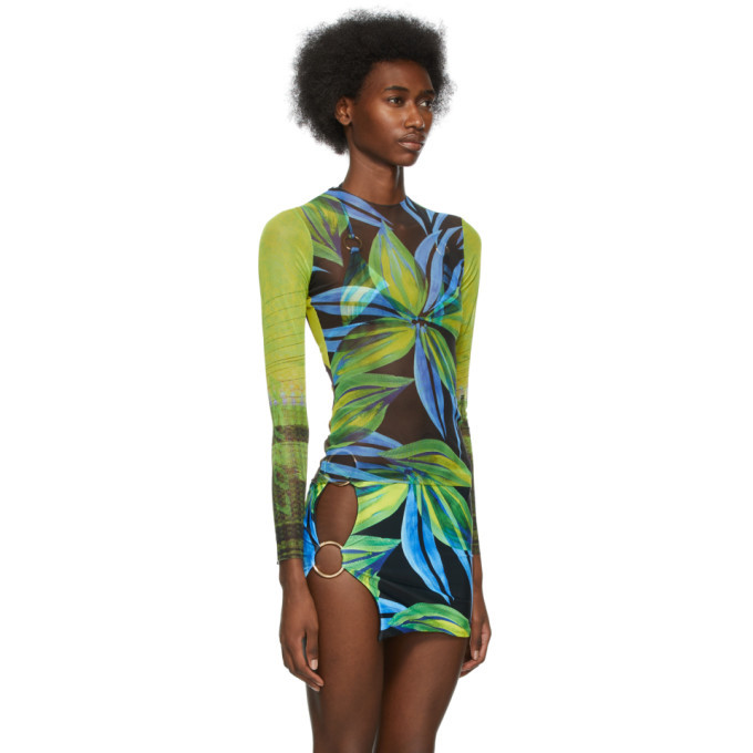 Louisa Ballou Blue and Yellow Mesh Long Sleeve T-Shirt