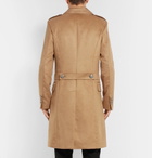 Balmain - Slim-Fit Double-Breasted Faux Suede Coat - Camel