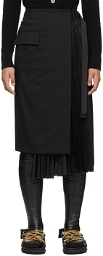 Sacai Black Pleated Suiting Skirt